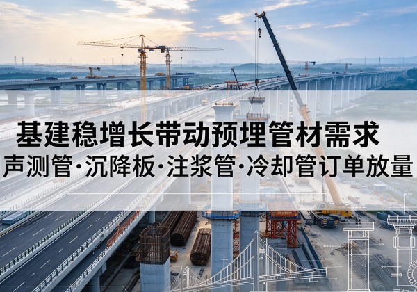 玛纳斯基建稳增长带动预埋监测管材需求，声测管、沉降板、注浆管订单持续放量